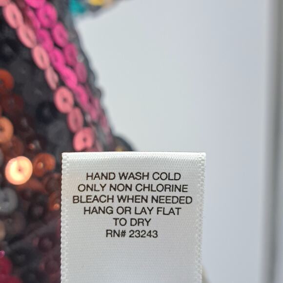 NWT New York & Company Dress S Full Sequin Surplice Flutter Sleeve Party Rainbow - Picture 8 of 9